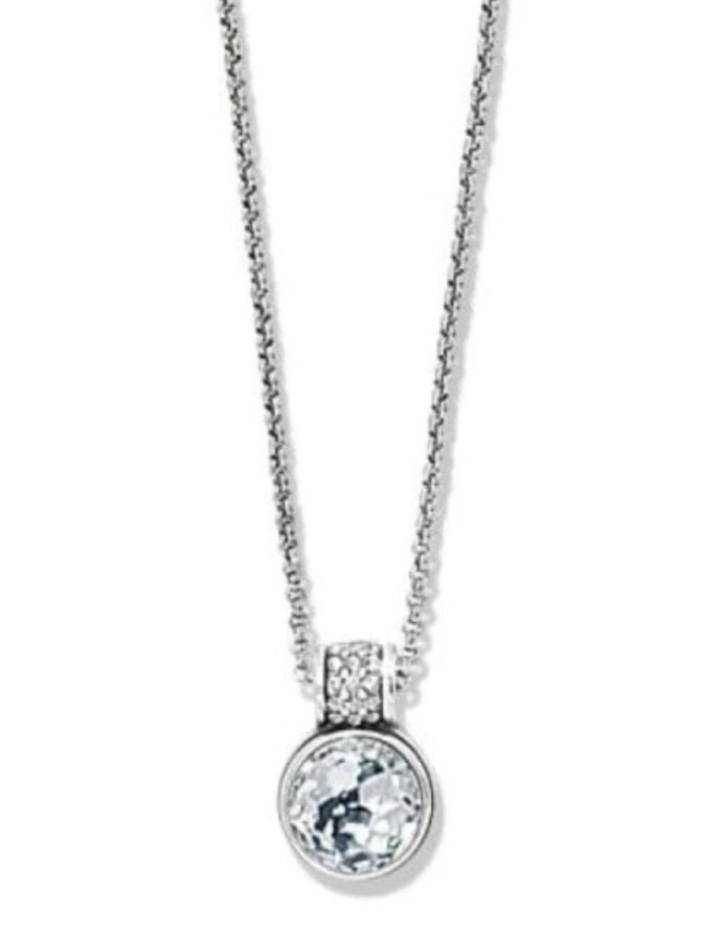 New Brighton Meridian Aurora Crystal Petite Pendant Layer Silver Chain Necklace